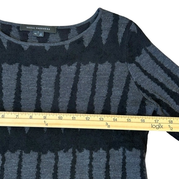 Skull Cashmere Black Gray Asymmetric Thick Long Sleeved Dress XS Quality - Picture 5 of 7